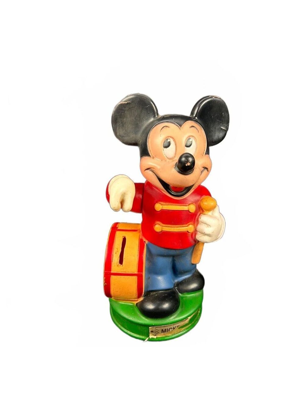 Vintage Mickey Mouse Drum Player Coin Bank Figurine